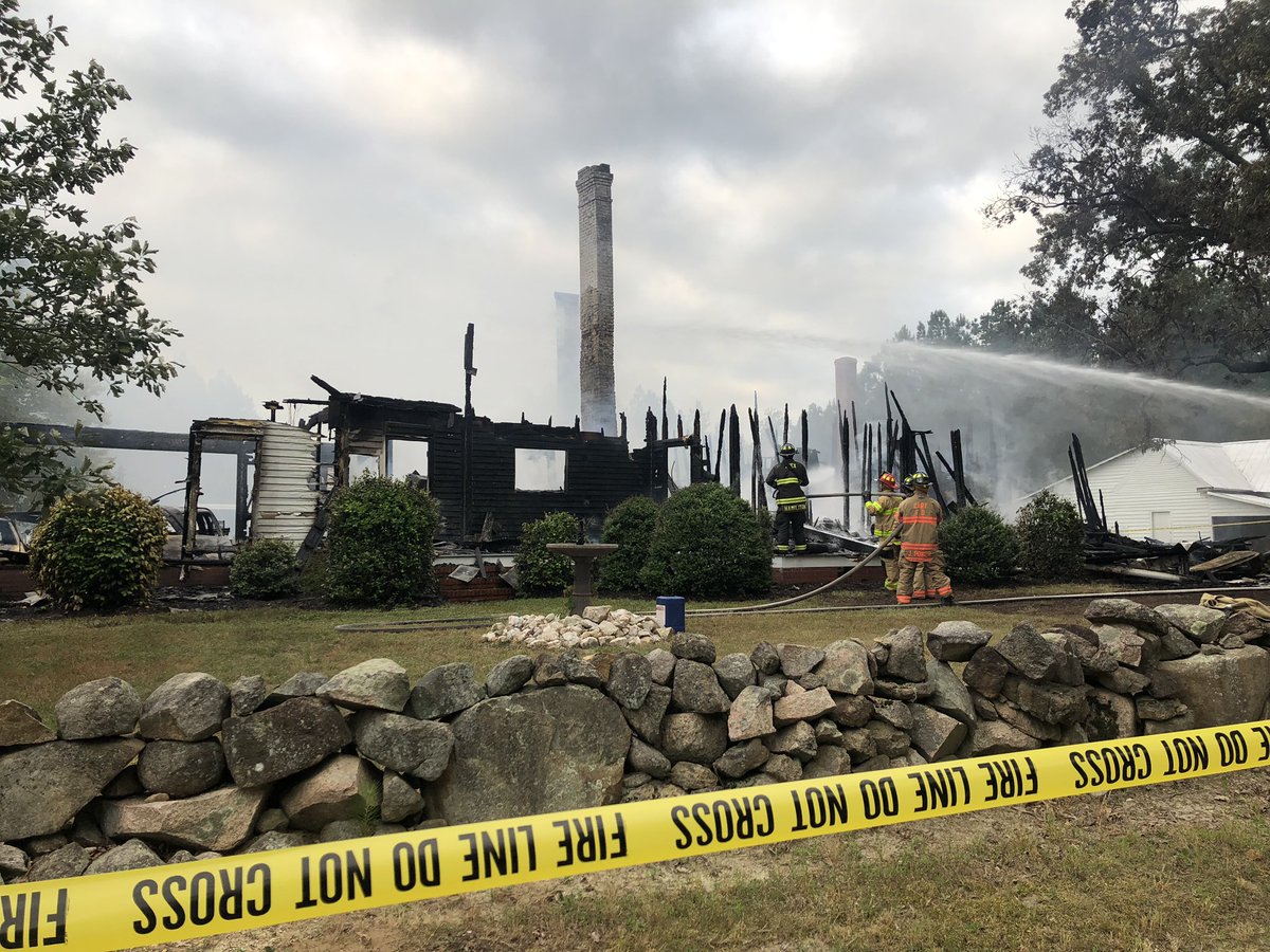 Fire destroys Victorian-style home overnight on Green Level West Road in Apex, near the Wake-Chatham County line.  Two people inside got out okay around 4 a.m. It took firefighters two hours to get the fire under control.      