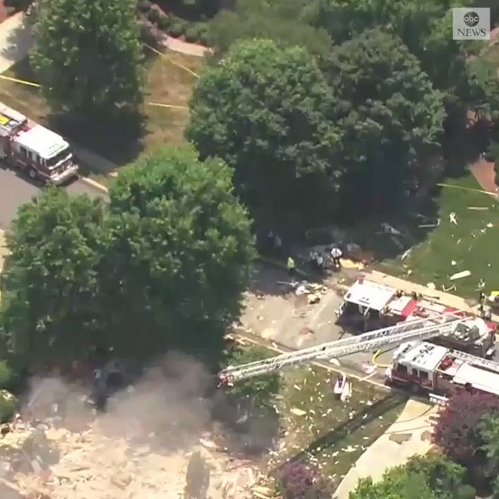 The explosion occurred in the wealthy suburb of Ballantyne, just south of Charlotte, leaving behind fiery rubble and over 80 firefighters scrambling to put out the fire and find any other survivors