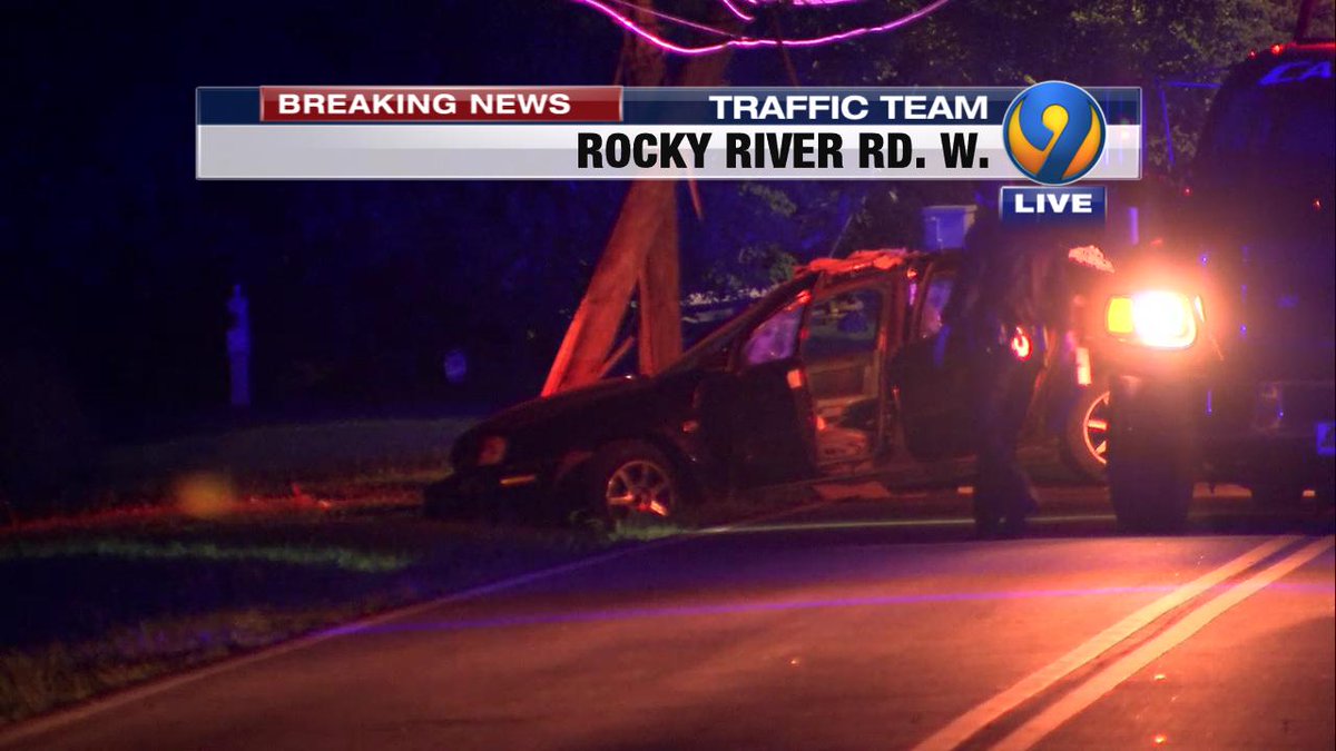 Rocky River Rd. W. is closed near Newell View Ln. about halfway between Old Concord Rd. and N. Tryon due to this wreck involving a vehicle that hit power polelines