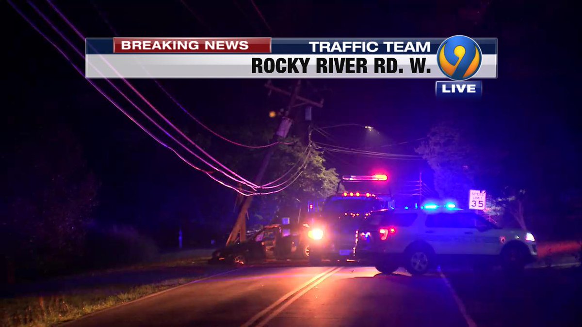 Rocky River Rd. W. is closed near Newell View Ln. about halfway between Old Concord Rd. and N. Tryon due to this wreck involving a vehicle that hit power polelines