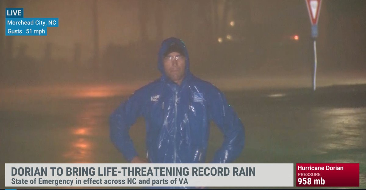 Reports loss of power at his location in Morehead City, NC as our Dorian coverage continues