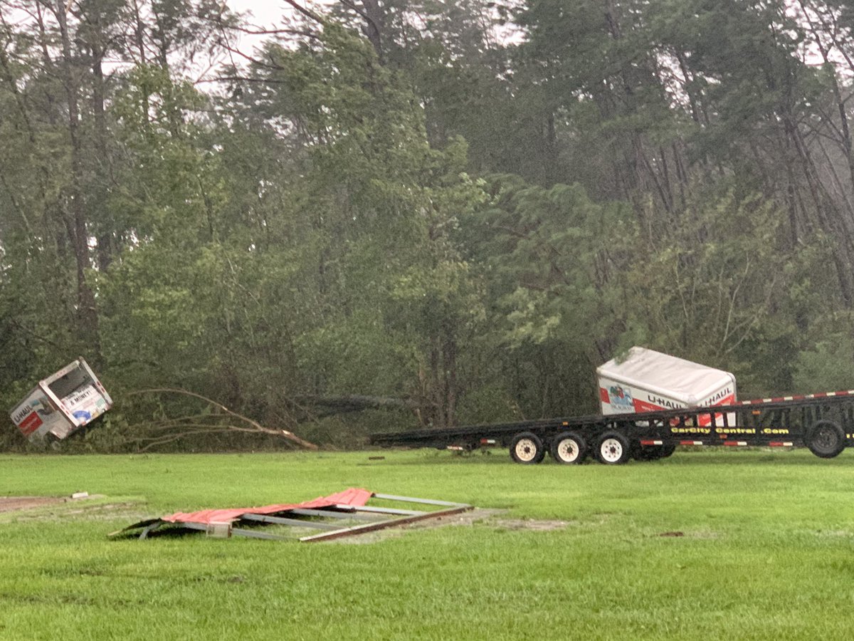 Damage path from early morning tornado near Carolina Shores, NC. 