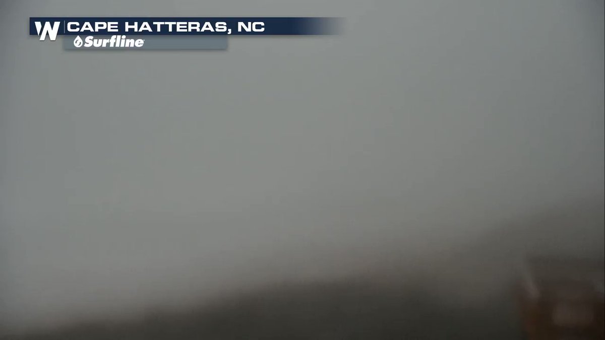 The eye wall of Hurricane Dorian moving through Cape Hatteras and parts of the Outer Banks Friday morning