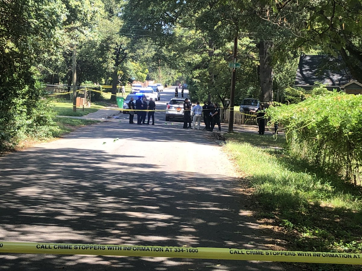 NOW CMPD is on scene investigating a shooting on Alice Street. Multiple evidence markers are in the road.