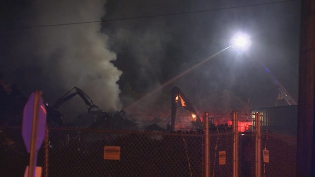 Massive 5-alarm fire rips through Rowan County scrapyard. he fire is burning at the Holmes Iron and Metal Scrapyard in east Spencer on North Long Street. 
