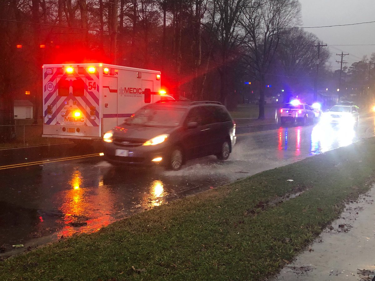 A school bus goes off the road and down an embankment on Valleydale at Goodman Rd. No students onboard. Two vehicles reportedly involved. Minor injuries.