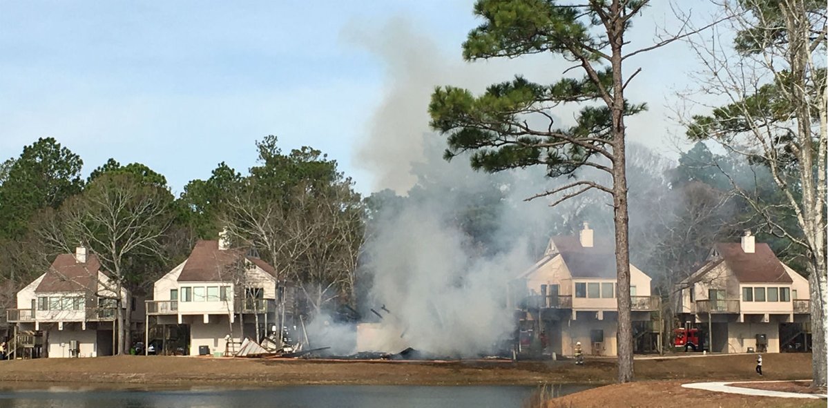 Fire destroyed an apartment building on Harbourside Drive in Fairfield Harbour on Thursday but officials say there were no injuries