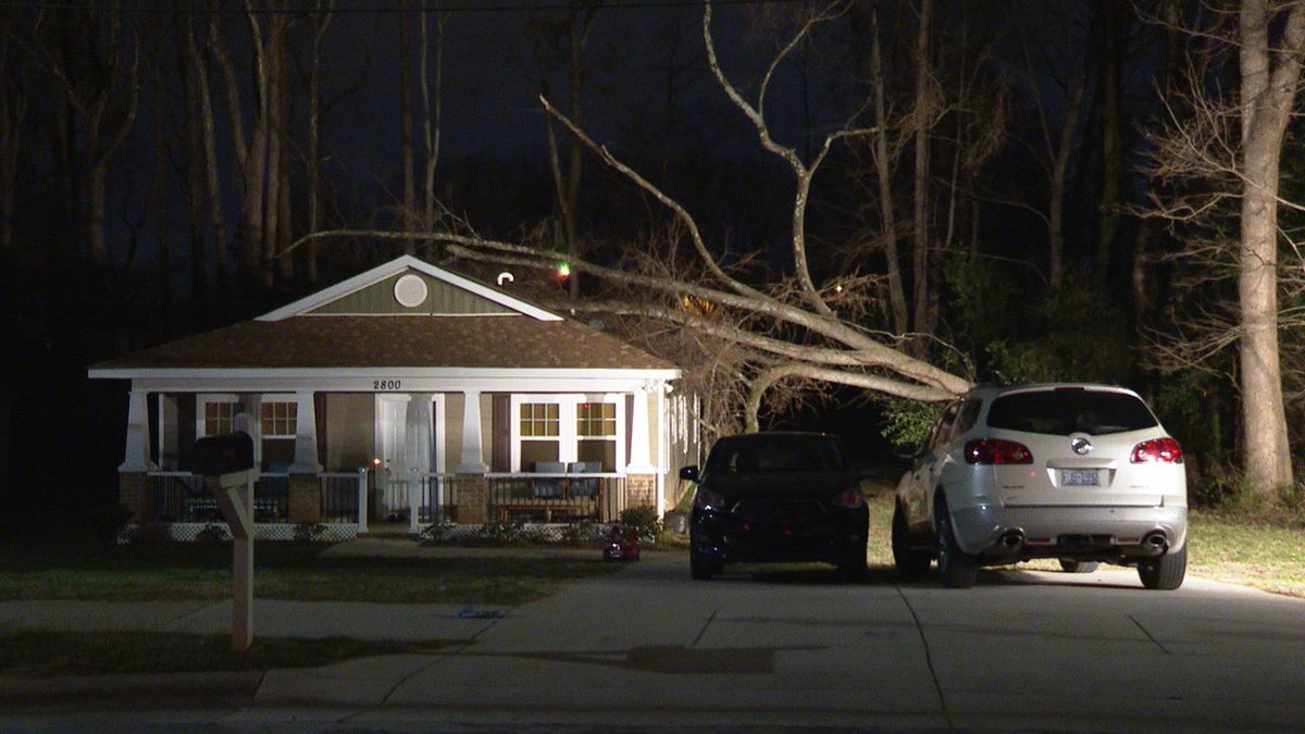 A family was inside this west Charlotte home when a tree came crashing onto their house. Thankfully, nobody was hurt.