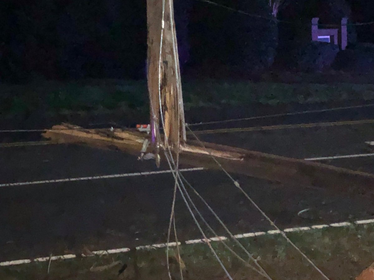 Driver hit pole, snapping it in 2 with lines down on Wilson Grove Rd. in front of @BigIPatriots IndependenceHighSchool in Mint Hill. A mess that's going to cause problems this morning.  