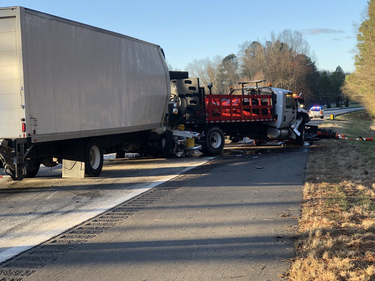 First look at the wreckage from that awful crash that killed 3 workers in a construction zone this morning on I-40 WB in Iredell County, near Statesville.
