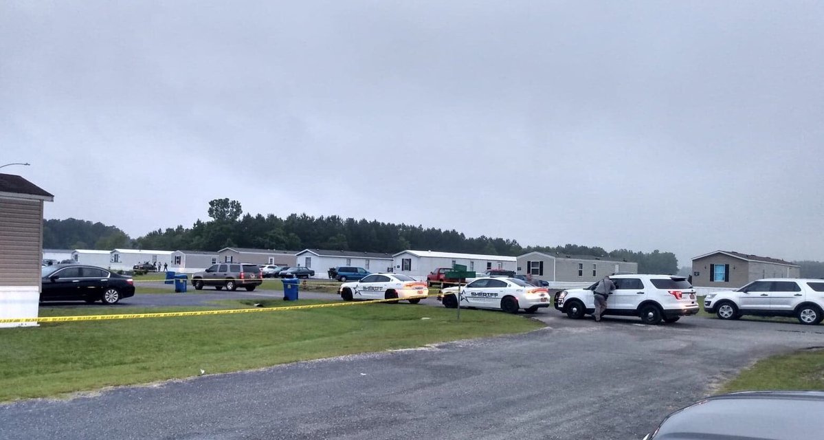 Deputies still on scene of a shooting incident earlier this morning near Alamac village in Robeson County. yellow crime scene tape around several homes.  Still no word on if a child was hurt in the incident