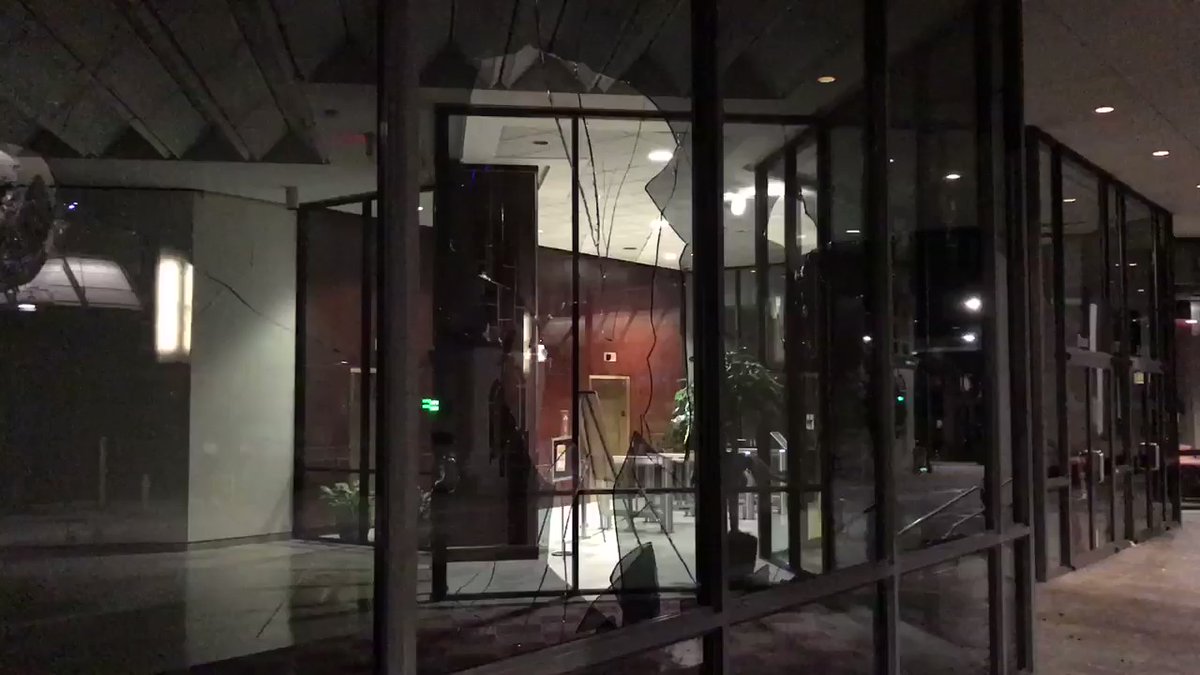 This is the Lincoln Finacial Group building after last night protest in Downtown Greensboro. 