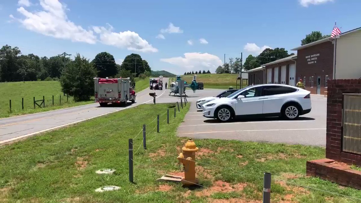 Scene of a crash south of Morganton off on Old NC 18.   One person is being airlifted to the hospital from South Mountains Fire and Rescue