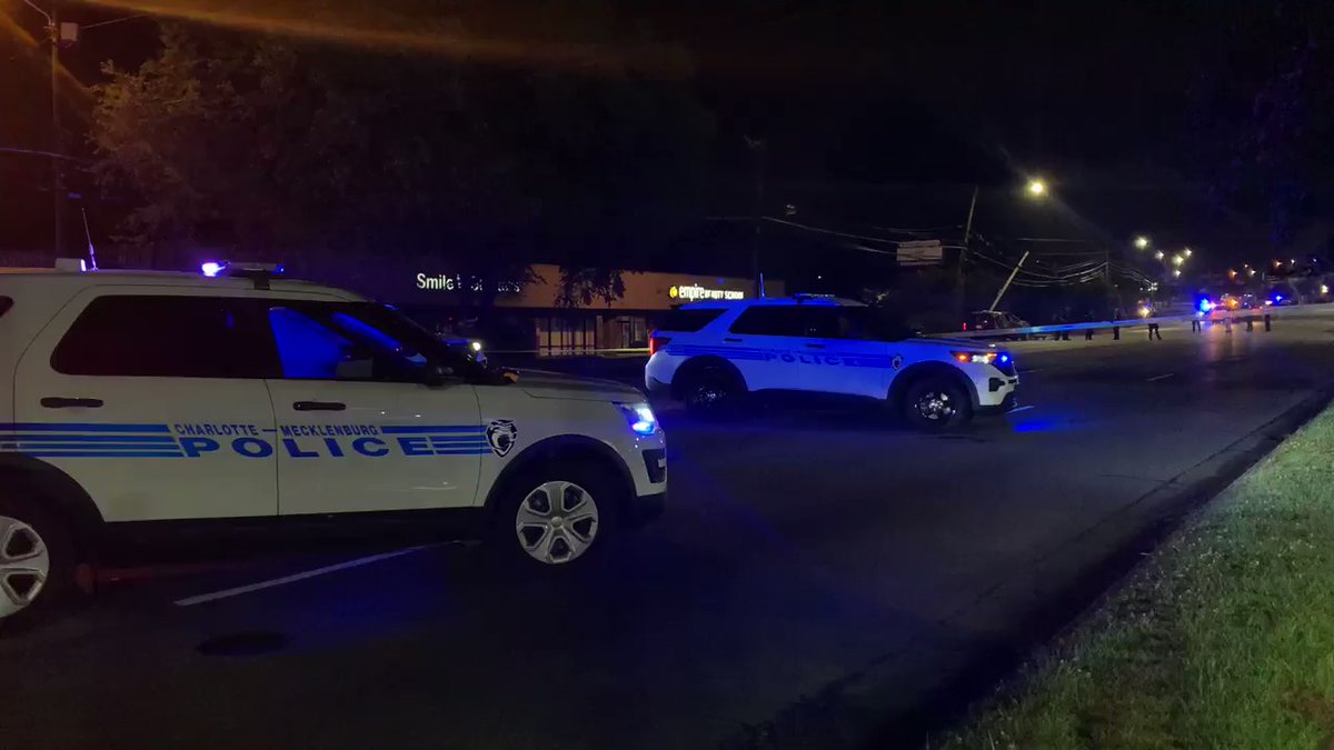 All lanes currently blocked on N Tryon St. right off W Sugar Creek Rd (near Eastway Park). A heavily damaged vehicle appears to have hit a pole. CMPD, energy crews on scene.