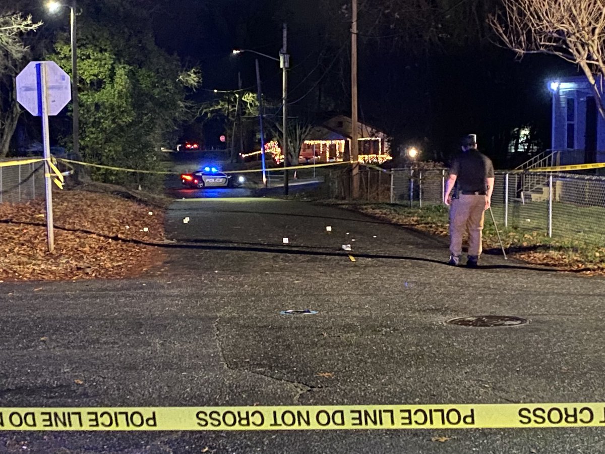 Scene of arm robbery and shooting which end here at King and Rankin ave in Gastonia. Suspect still at large after an exchange of gun with police