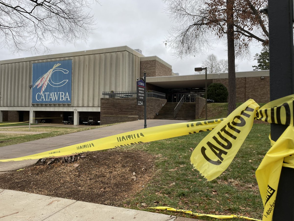 Catawba College facilities crews clean up damage from Wednesday night's shooting. Salisbury police officers say someone shot two rioters during a high school basketball tournament. Witnesses tell groups of people were fighting in the lobby before the shooting.