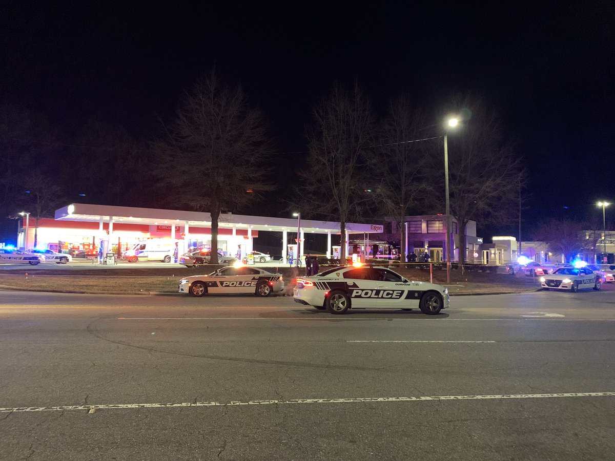 Dozens of officers are at the scene of a shooting involving a police officer at a Circle K on NC-54