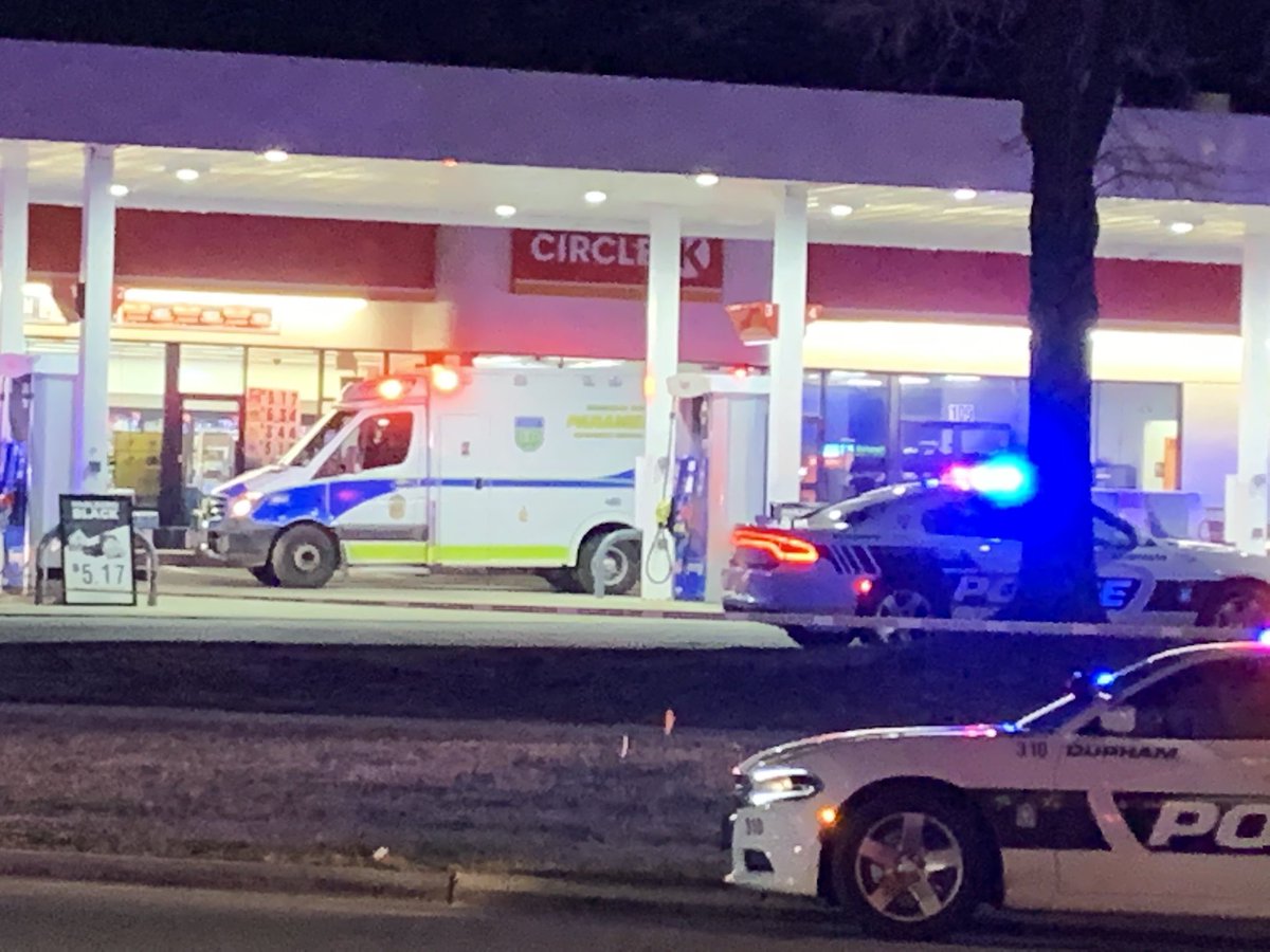 Dozens of officers are at the scene of a shooting involving a police officer at a Circle K on NC-54