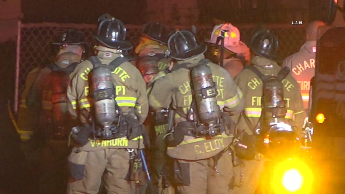 Firefighters rescued a squatter from a building fire on Carmel Rd near Pineville-Matthews Rd Wedsnday night. The 2nd Alarm Fire was under control in 40 minutes with assistance of 50+ @charlottefire firefighters. The victim was taken to a hospital with life threatening injuries