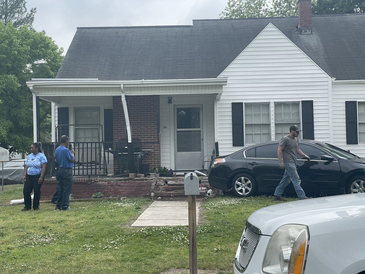 Second shooting of the day in Rocky Mount sent a car flying into this house by Marigold Park.   No injuries reported at this point, we're waiting to get more information from police. 