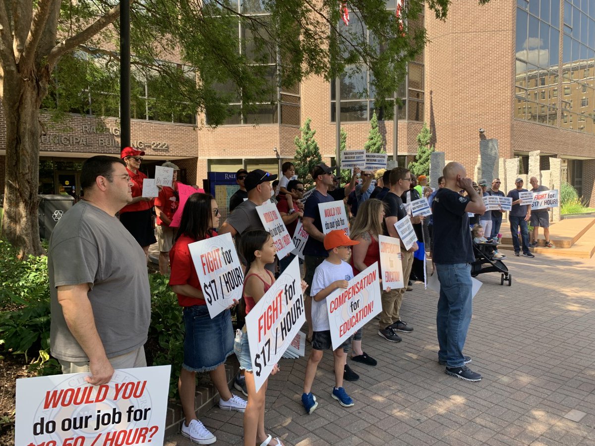 Raleigh police, firefighters line streets protesting pay