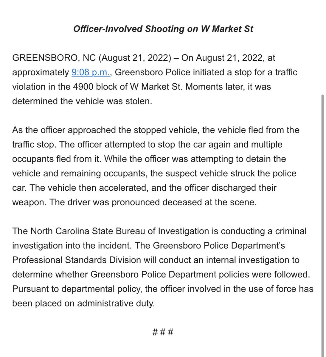 The NC State Bureau of Investigation is investigating a Greensboro officer-involved shooting on Sunday that left one person dead