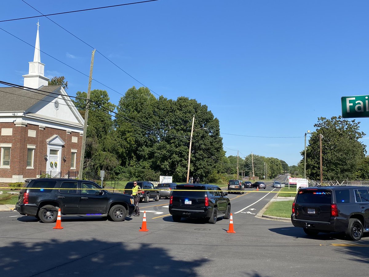 Scene at 16th st and Fairview in Greensboro where GPD say two suspects were arrested after shooting at an officer earlier this afternoon. Officer was not hit