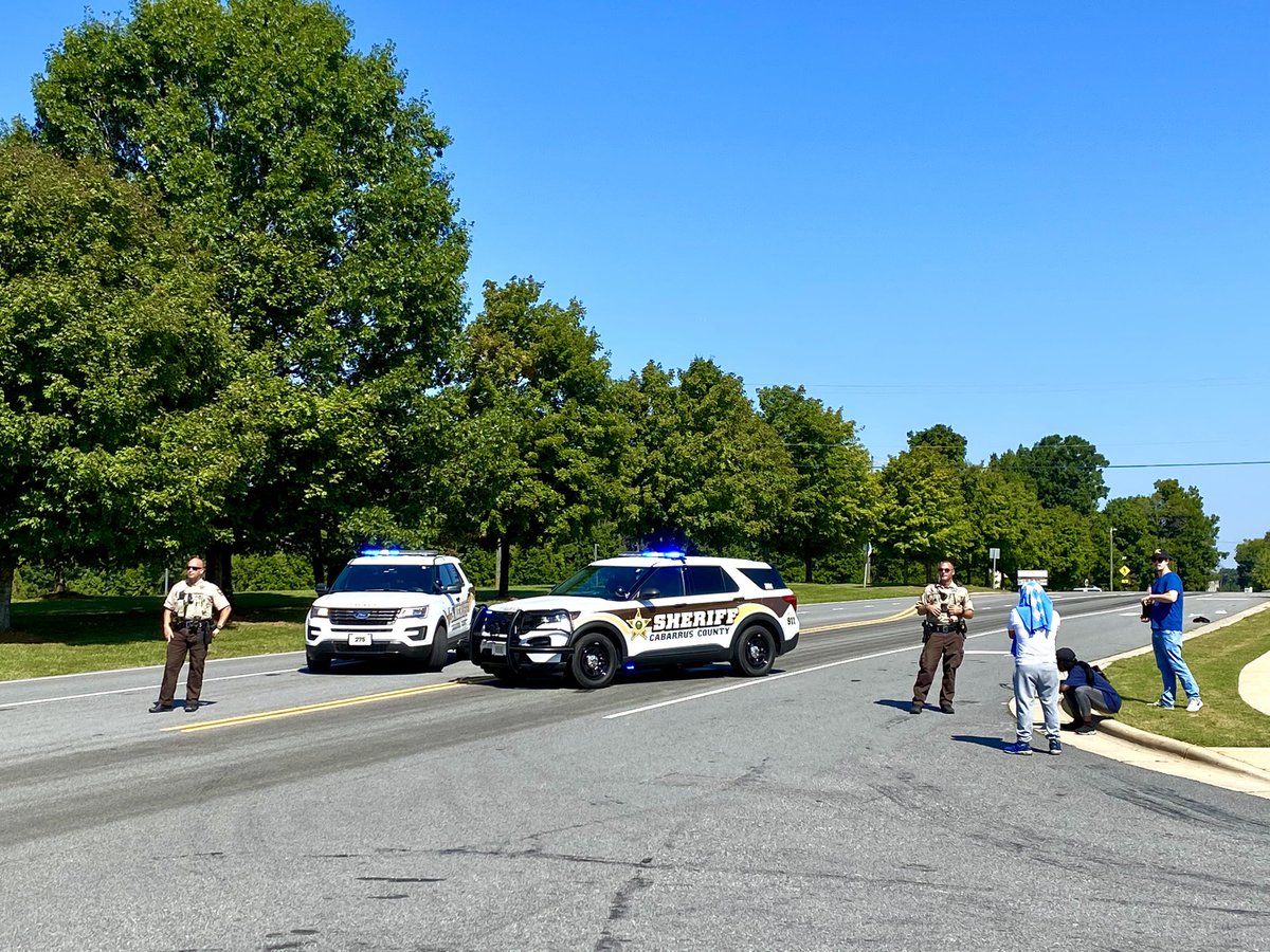 Several police and emergency units on scene at Cox Mill High School. It's one of several bomb threats called into several local area schools in the Concord area of  CabarrusCounty.