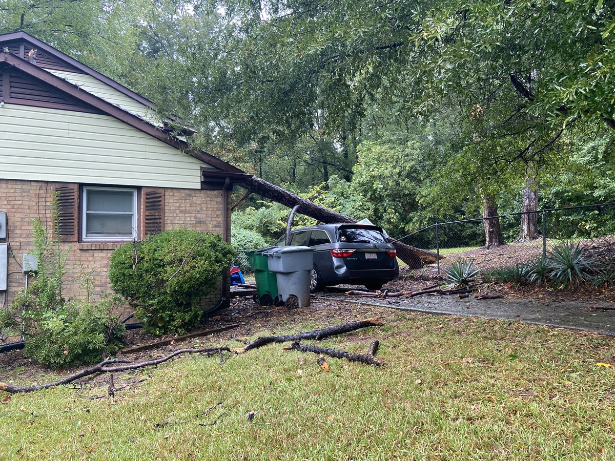 Tyrone Drive in east Charlotte.  owner was home at the time but in a different part of the house. Minor damage to the roof and car