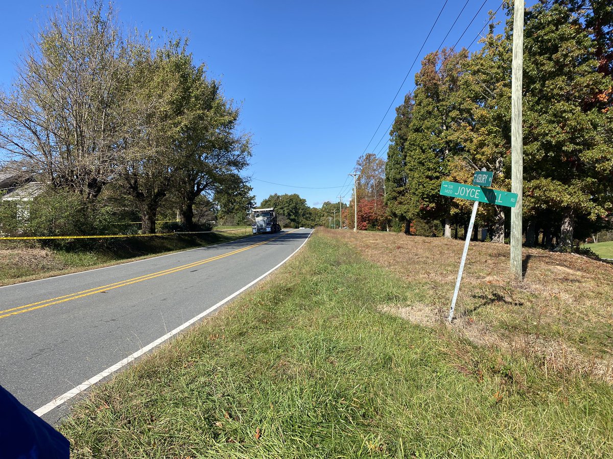 There's a large law enforcement presence here at the corner of Asbury and Joyce Mill Road in Stokes County.   Stokes County emergency services, Sheriff's Office, and a crime scene unit is here 