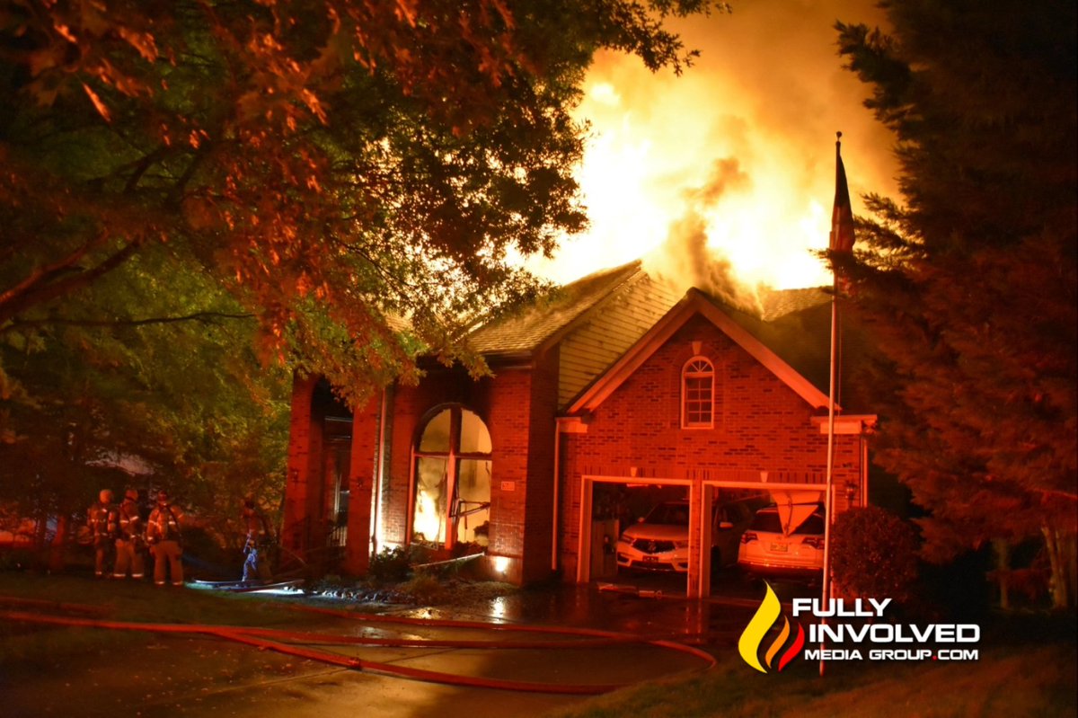 Fully Involved House Fire on Abbey Hill Ln In South Charlotte shortly after midnight.