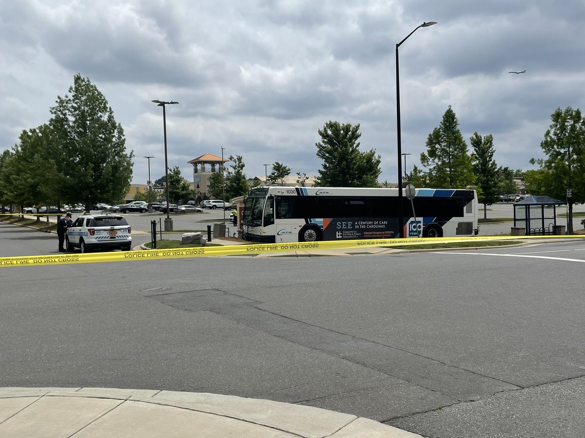 Scene of a shooting on a CATS bus outside the Charlotte Premium Outlets in Steele Creek. Police say the shooting happened on the CATS bus. Medic says two people taken to hospital with life threatening injuries. Suspect arrested