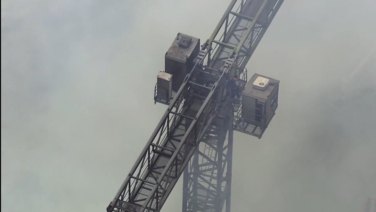 Charlotte NC, crane operator has been rescued and on ground by CFD. Nicely done