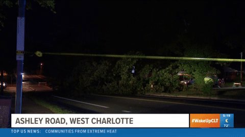 HUGE tree blocking part of Ashley Road in West Charlotte. This fell after 2AM this morning. Detour will be directed onto some back roads then back onto Ashley Road
