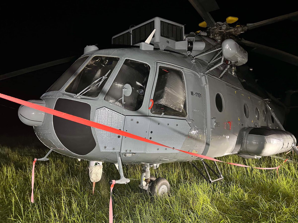 A  Soviet-era transport helicopter unexpectedly landed in a field in Eldorado, North Carolina. Several men with backpacks disembarked and headed into the nearby woods, leaving the Mi-171E1 (20-2131) behind overnight