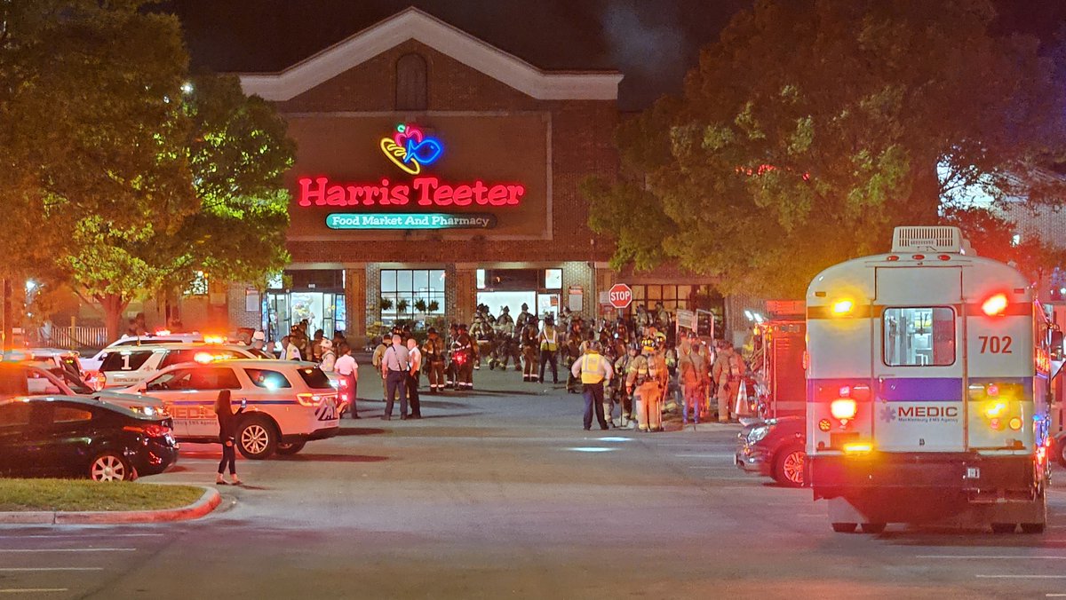 Crews battle three-alarm fire at a north Charlotte Harris Teeter