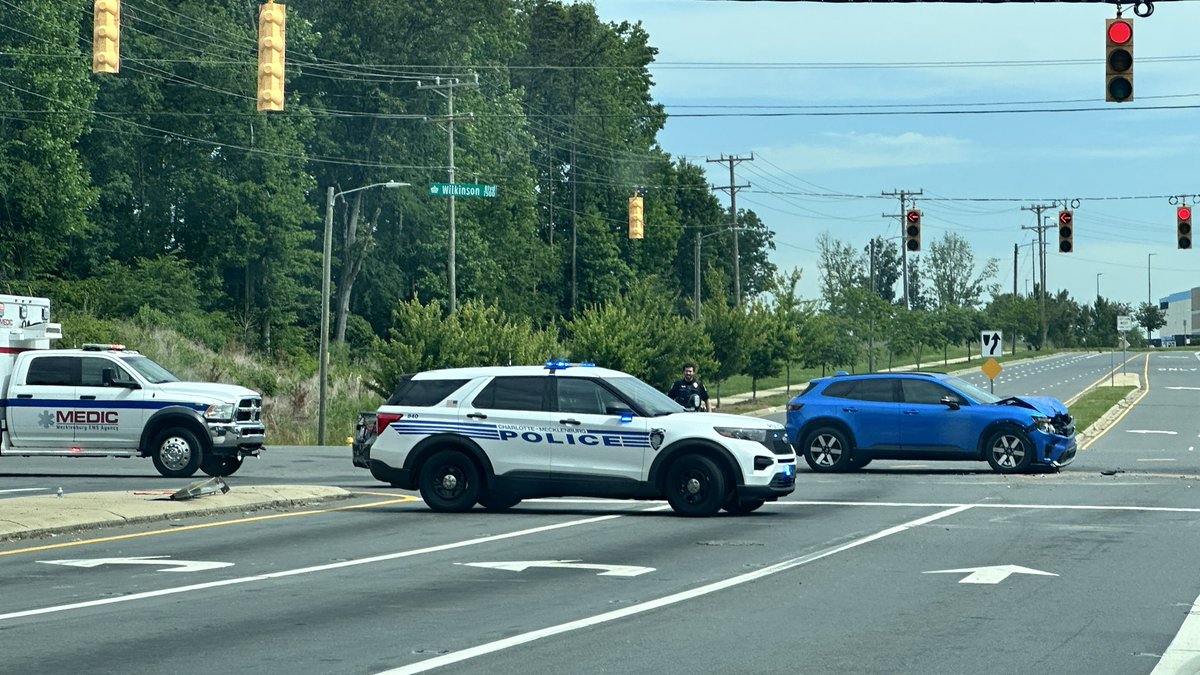 3 vehicle accident at Wilkinson and Todd St in West Charlotte. The left and center lanes at the end of the 485 inner loop exit are blocked.  Unknown injuries