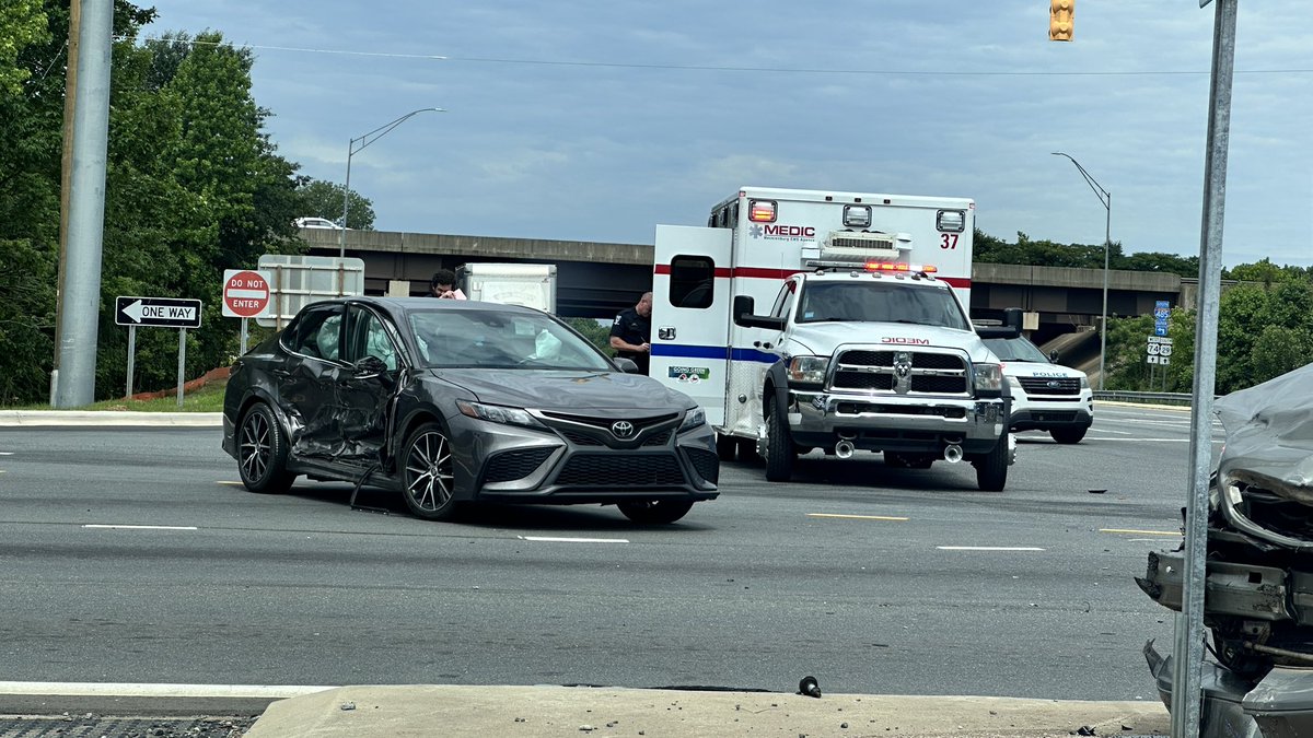 3 vehicle accident at Wilkinson and Todd St in West Charlotte. The left and center lanes at the end of the 485 inner loop exit are blocked.  Unknown injuries