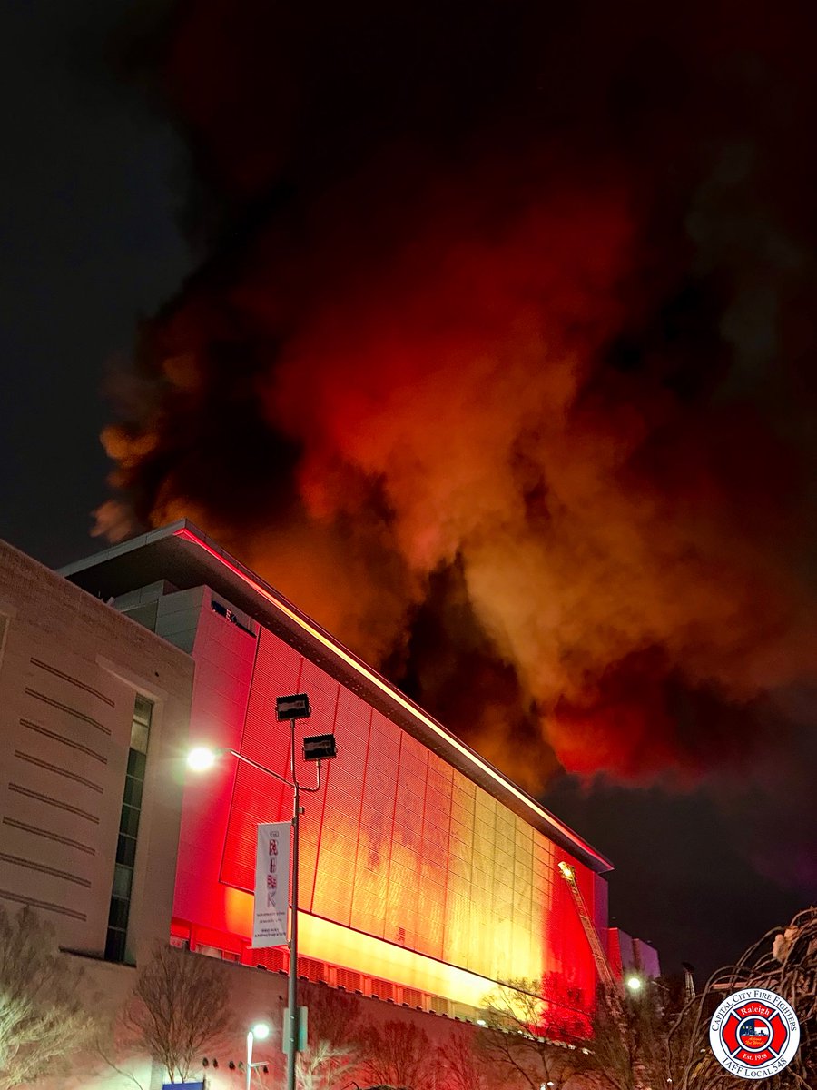 Dozens of firefighters were called to the Raleigh Convention Center on Monday after a  fire broke out on the 500,000-square-foot building's roof