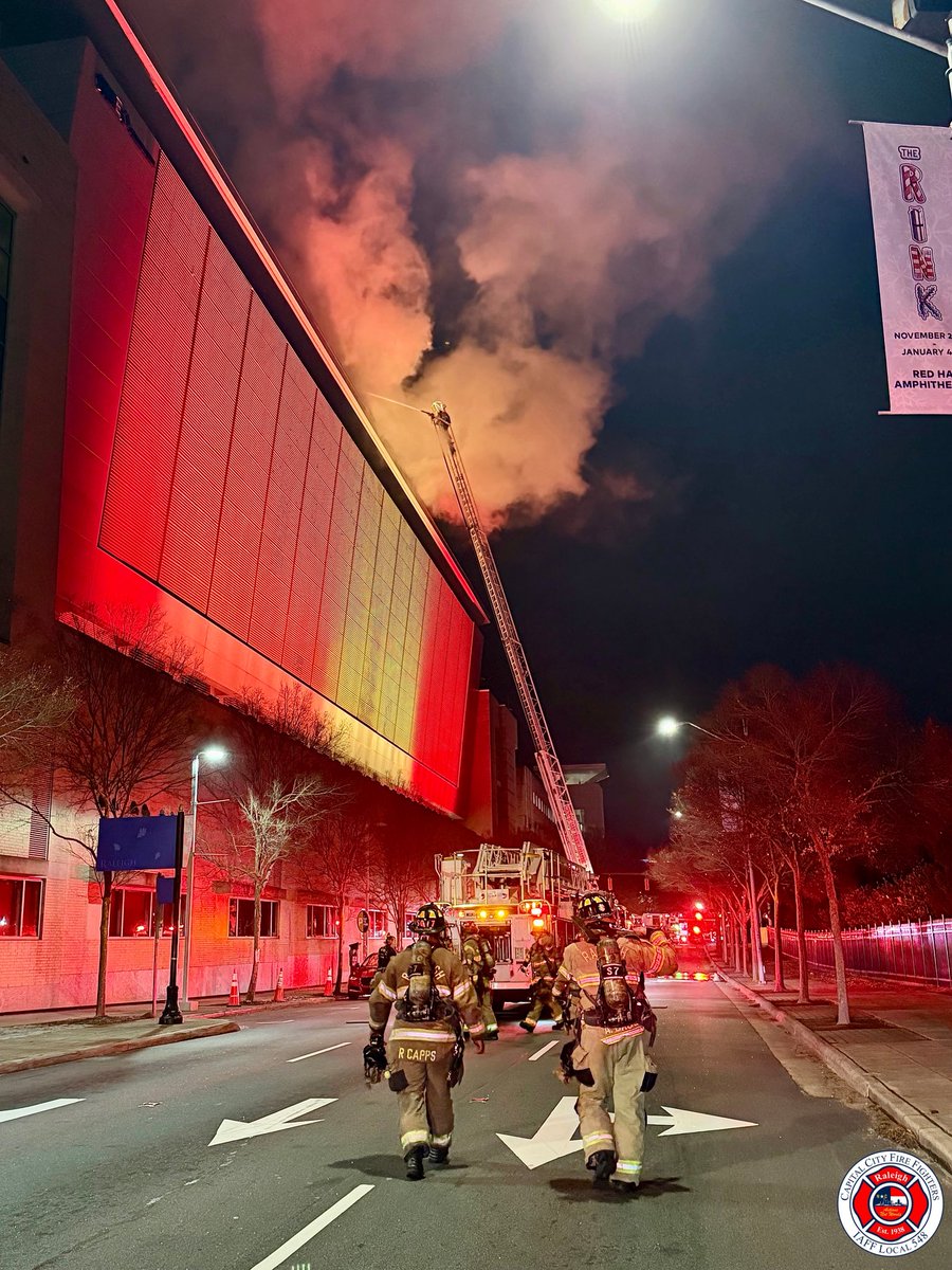Dozens of firefighters were called to the Raleigh Convention Center on Monday after a  fire broke out on the 500,000-square-foot building's roof