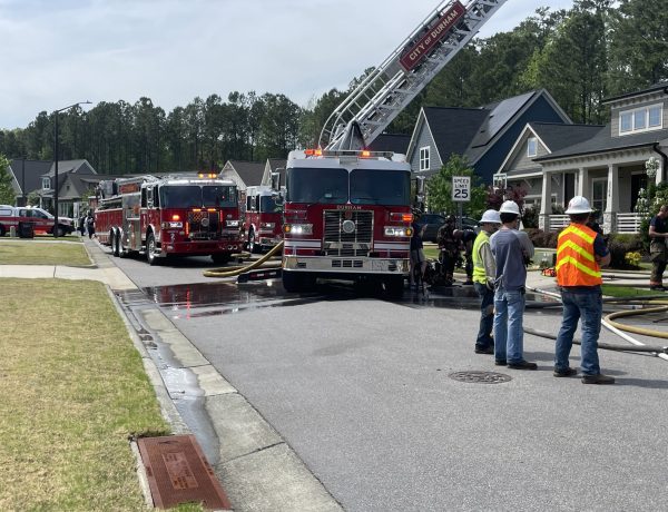 Durham firefighters are battling a blaze that went inside a home near Hillandale Road.