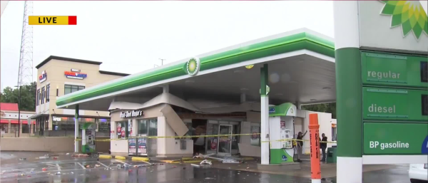 A gas station in Raleigh collapsed Friday morning, officials said