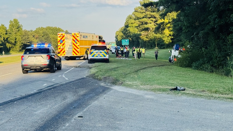 One person was killed in a crash involving a utility truck in Cumberland County on Monday evening, according to the North Carolina State Highway Patrol