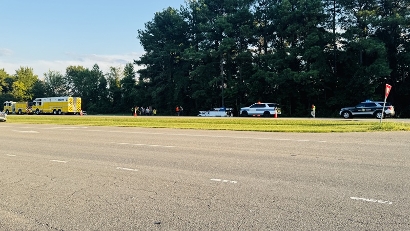 One person was killed in a crash involving a utility truck in Cumberland County on Monday evening, according to the North Carolina State Highway Patrol